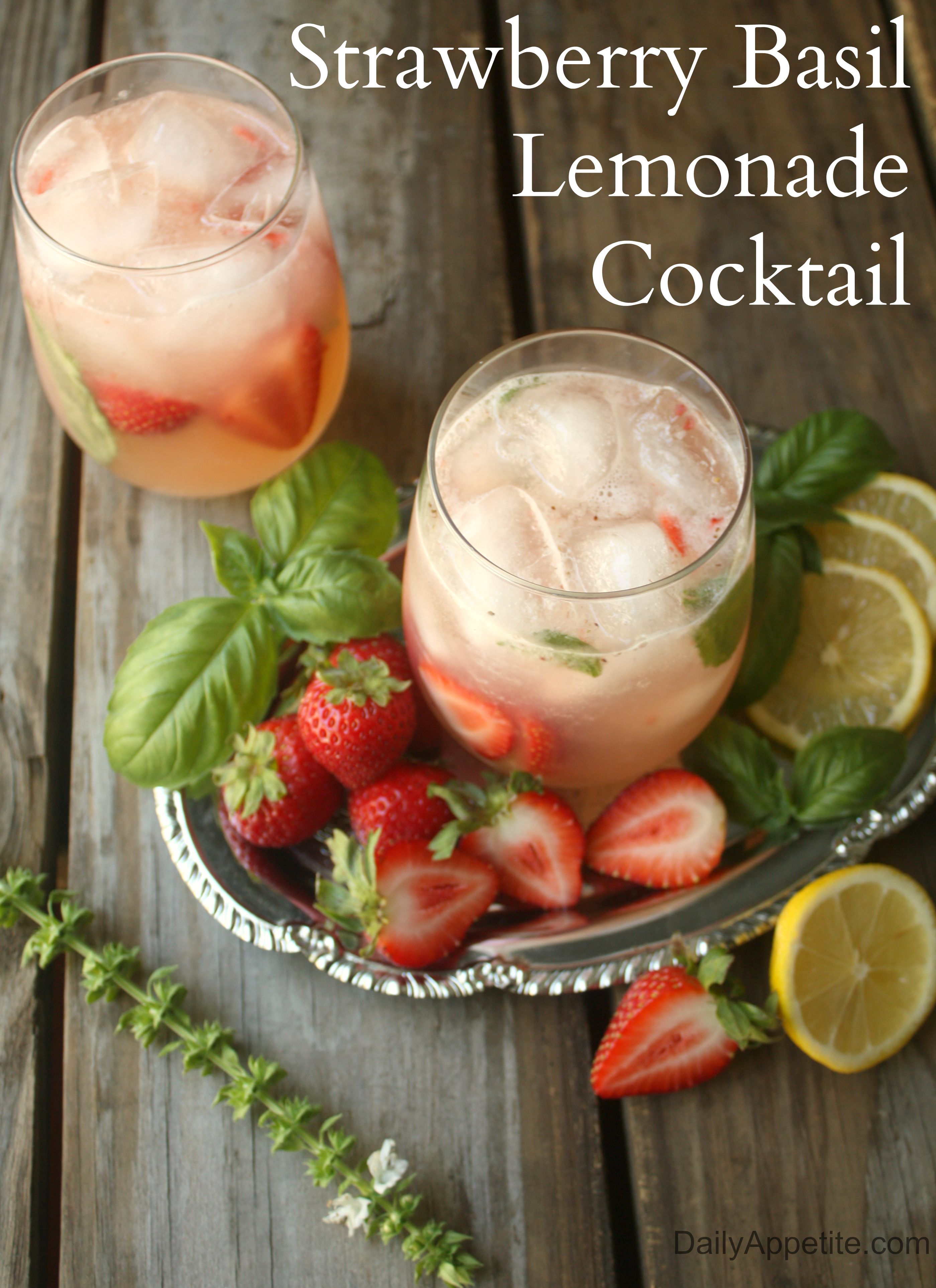 Strawberry Basil Lemondae Cocktail made with Citron