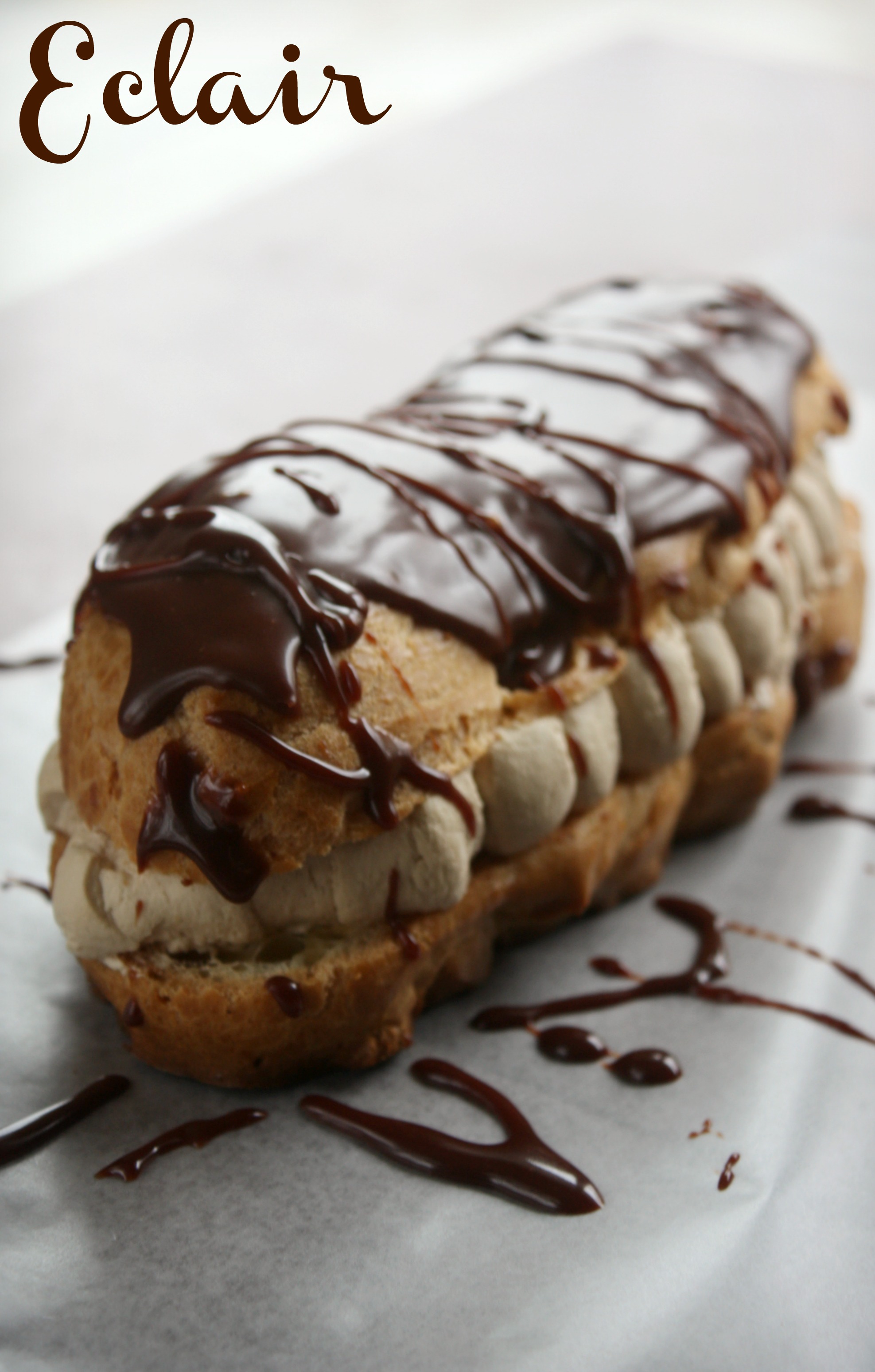 Recipe for Coffee Cream filled Eclairs with Kahlua Chocolate Glaze. A decadent Eclair with coffee whipped cream and a Kahlua infused chocolate glaze.