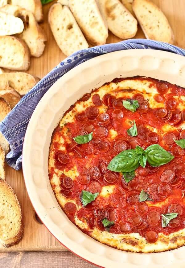 10 Super Cheesy Dips including this Pepperoni Pizza Dip