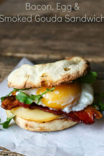 Bacon, Egg, and Smoked Gouda English Muffin Breakfast Sandwich 34