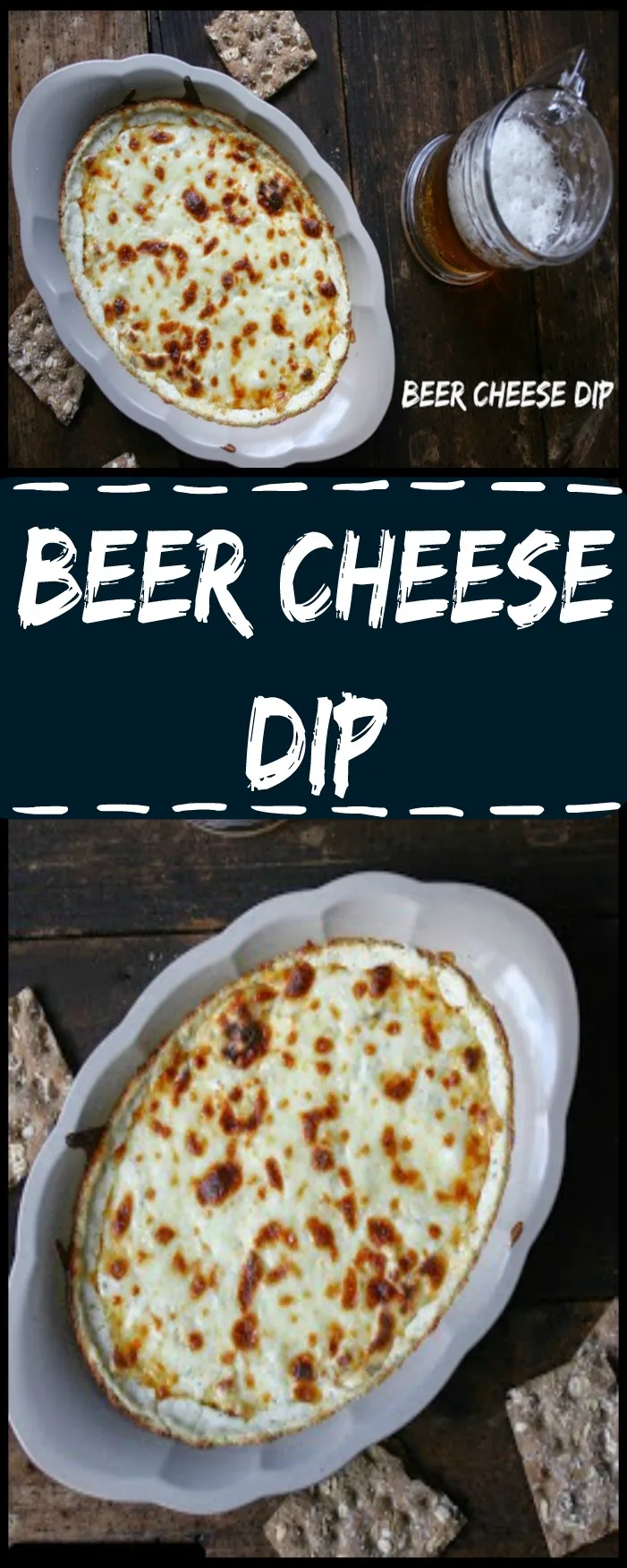 Hot bubbly Beer Cheese Dip made with 3 cheese, garlic, Dijon mustard and beer! 