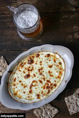 Hot bubbly Beer Cheese Dip. 