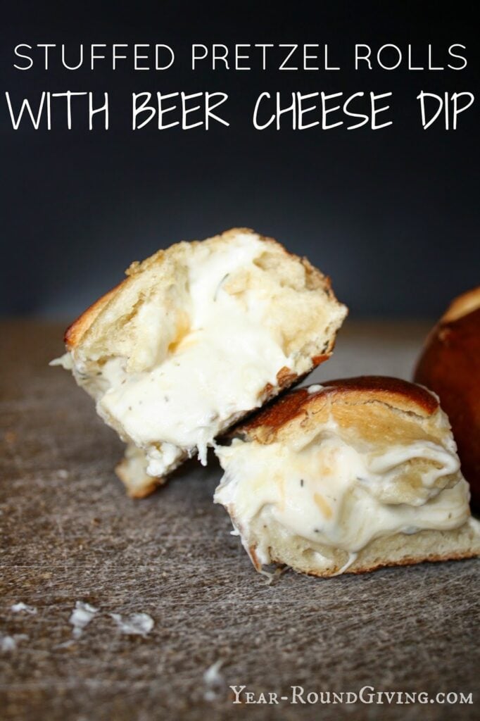 Beer Cheese Dip Stuffed Pretzel Buns 1