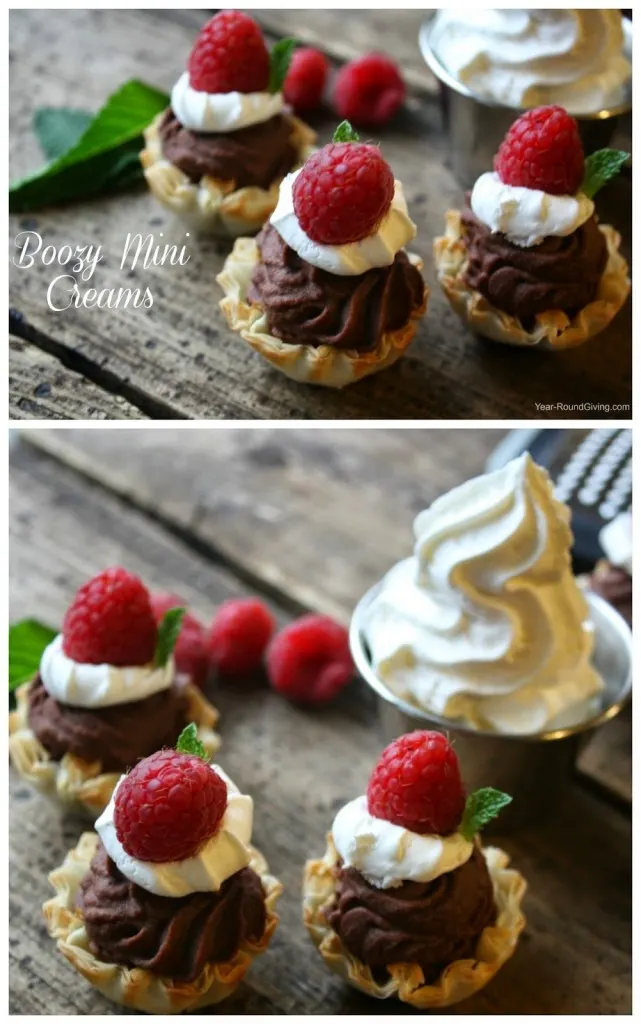 Mini Boozy Chocolate Cream Desserts are a fun dessert for special occasions like Valentine's Day and Bridal Showers.