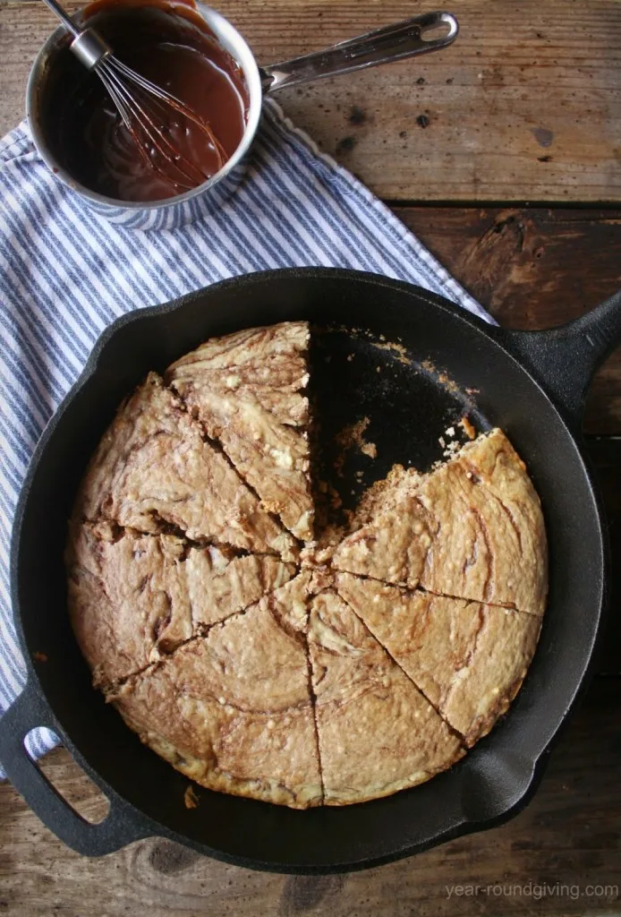 Banana Pancake with a Nutella Swirl served with sliced bananas & a warm Nutella Sauce over the top. 