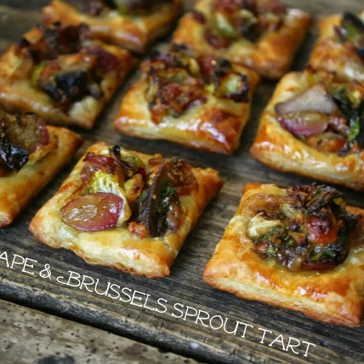 Roasted Grape & Brussels Sprout Puff Pastry Tart 1 Red Grape & Brussels Sprout Tart