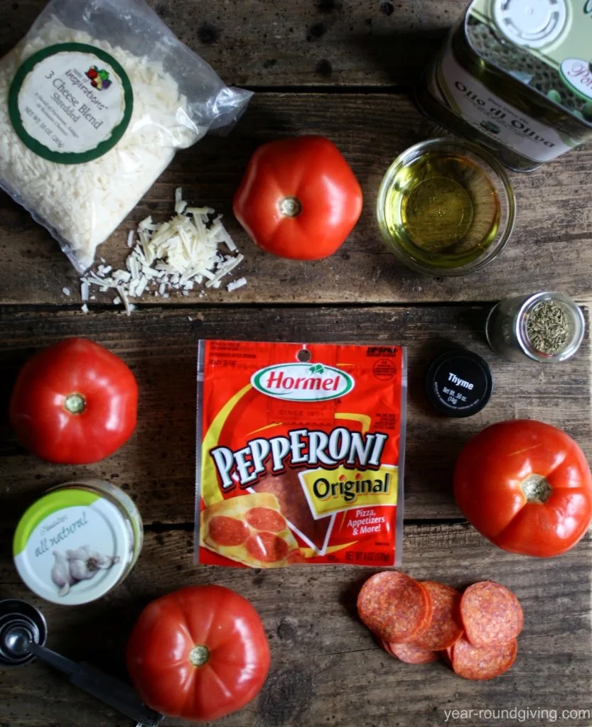 Grilled Tomatoes and Pepperoni Ingredients