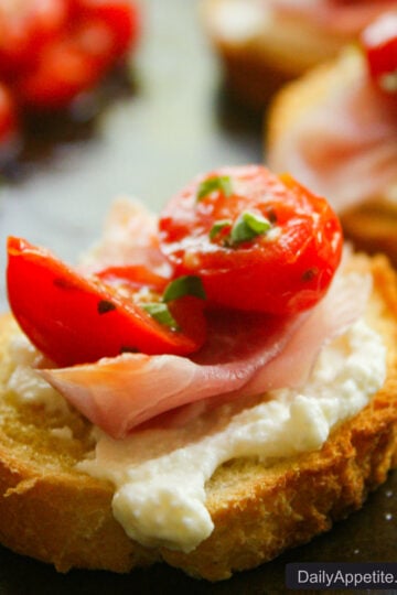 Sauteed Grape Tomato Ricotta Crostini 7
