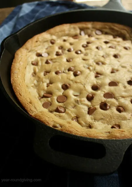 Cast Iron Skillet Chocolate Chunk Cookie - The Hurried Hostess