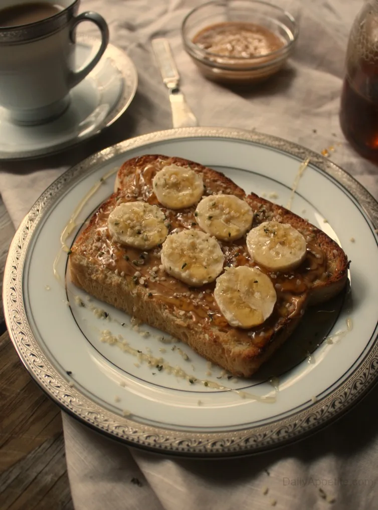 Peanut Butter Banana Hemp Seed Honey Toast