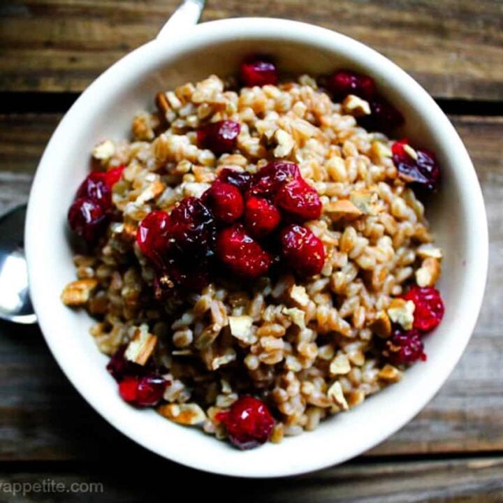 Farro Breakfast Bowl with Cranberries