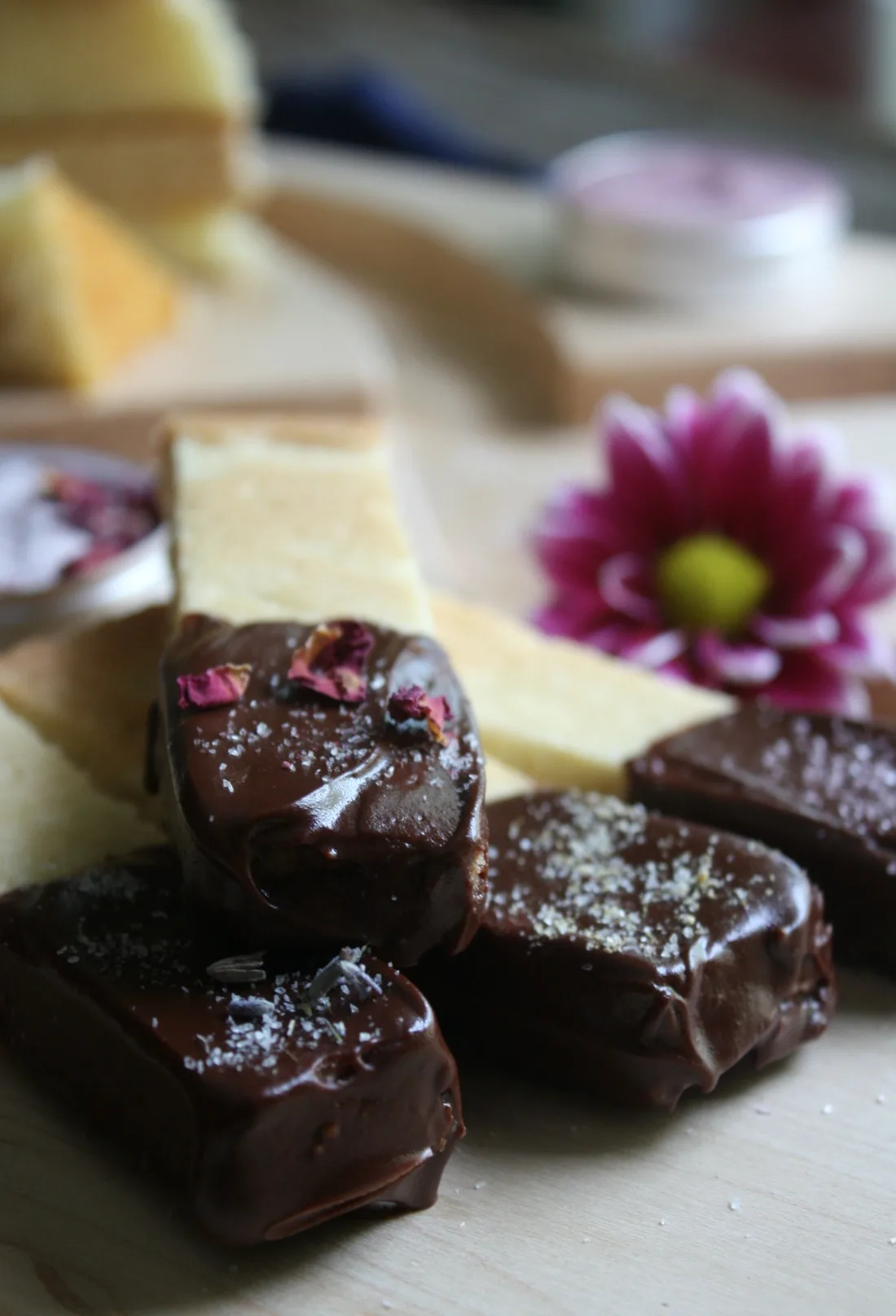 Salted Chocolate Dipped Shortbread Cookies