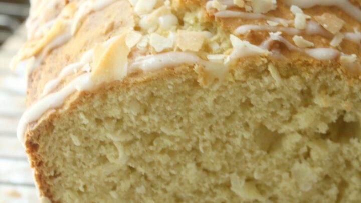 Coconut Almond Tea Cake. Serve with morning coffee or afternoon tea. A flavorful and sweet coconut bread.