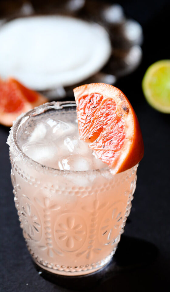 Sugar Rimmed Paloma Cocktail with Bruleed Grapefruit Daily Appetite