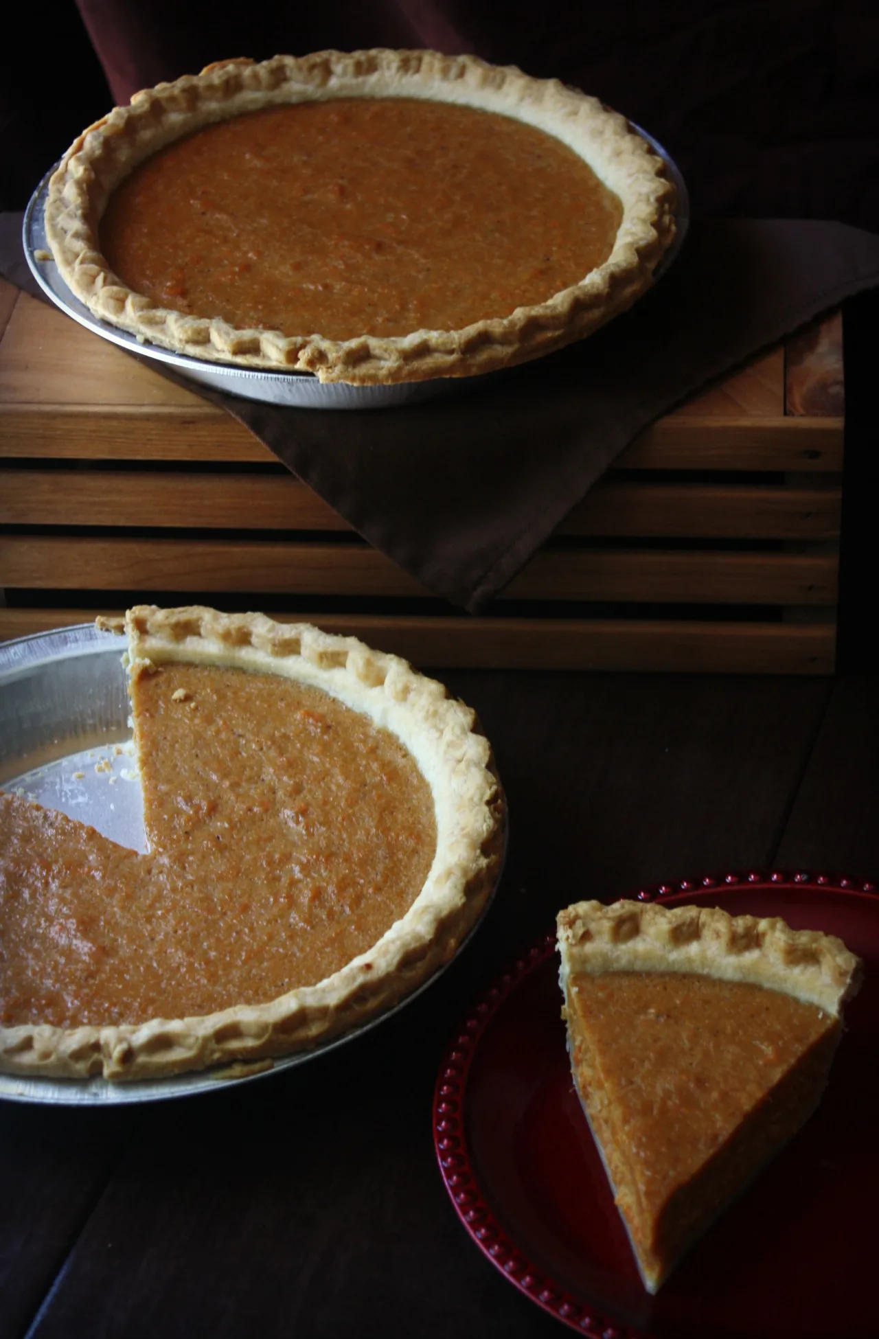 This Sweet Potato Pie is spiced with cinnamon and nutmeg with hints of vanilla and molasses. This traditional Southern dessert is perfect for Thanksgiving and Christmas holidays. 