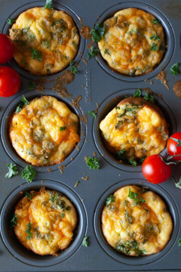 Baked Egg Muffins - Kale and Cheddar Breakfast Cups 36
