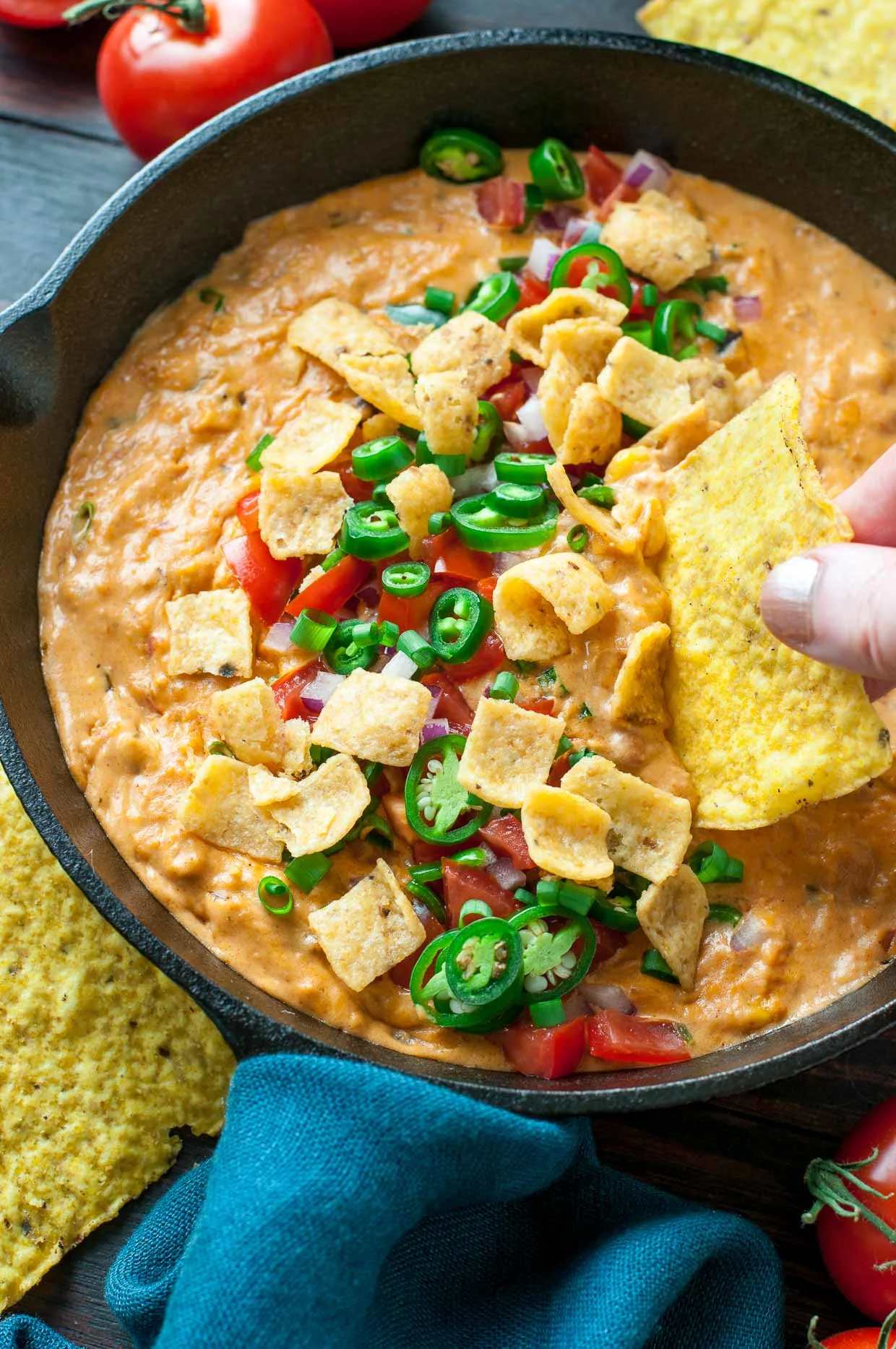 Super Cheesy Dips including this easy, cheesy Vegetarian Chili Cheese Dip