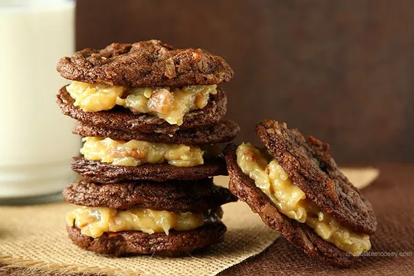 German Chocolate Cake Sandwich Cookies plus 20 more Chocolate Cookie Recipes