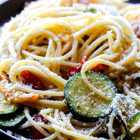 Spaghetti with Sauted Zucchini and Cherry Tomatoes