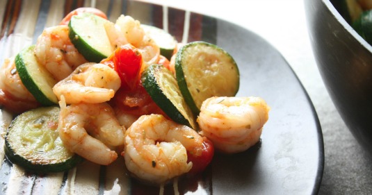 Sauted Shrimp with Zucchini and Cherry Tomatoes