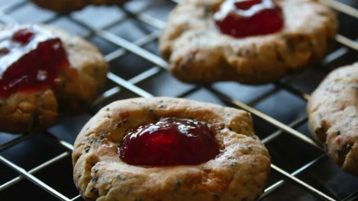 Blue Cheese Cookies. These are just like cheese straws but made with Blue Cheese and shaped like a thumbprint cookie. Fill with cherry, strawberry or fig preserves.
