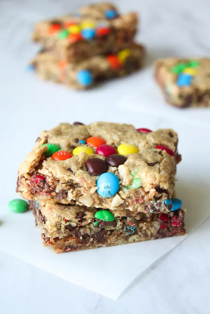 No Flour Monster Cookie Bars Recipe