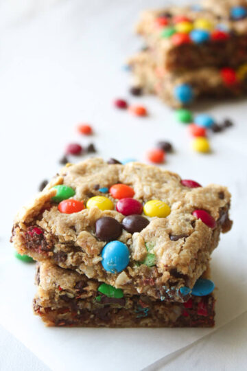 No Flour Monster Cookie Bars Recipe