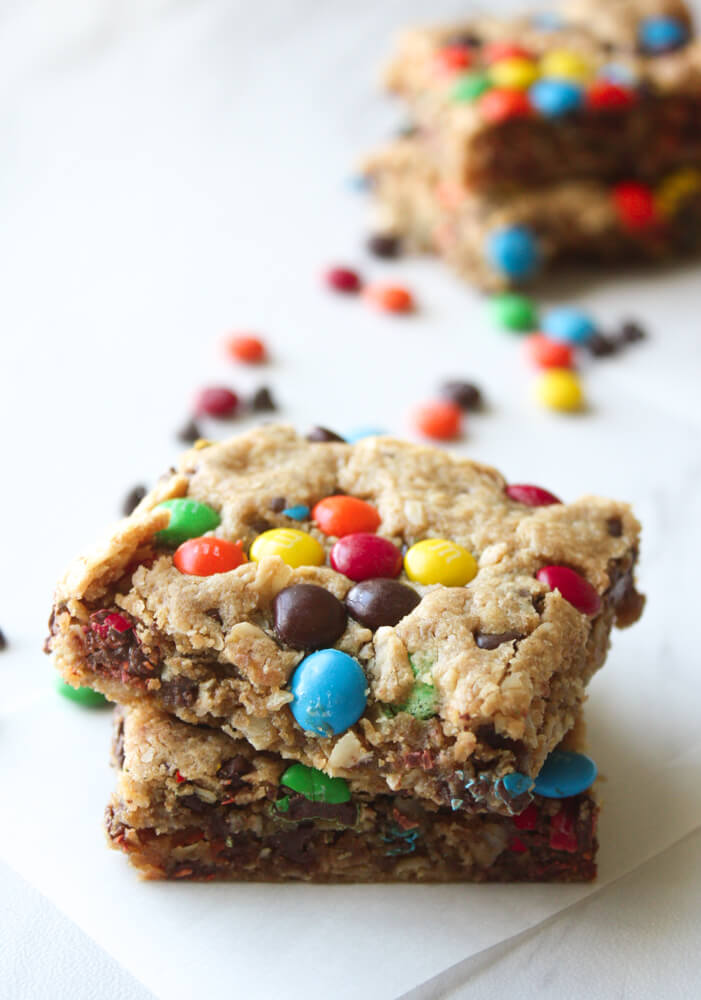 No Flour Monster Cookie Bars Recipe