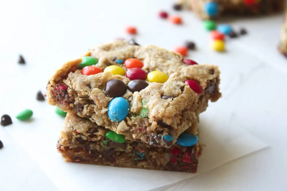 No Flour Monster Cookie Bars