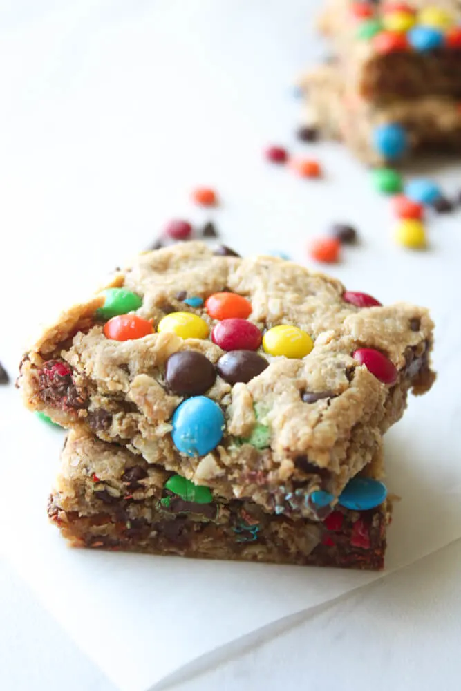 No Flour Monster Cookie Bars Recipe