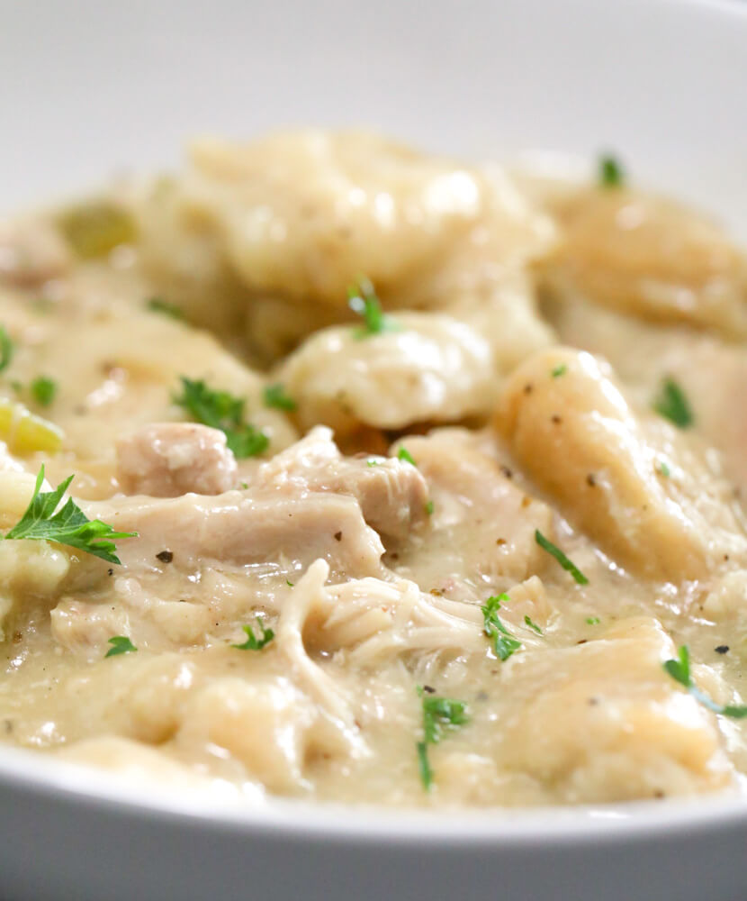 Easy Crockpot Chicken And Dumplings With Biscuits 