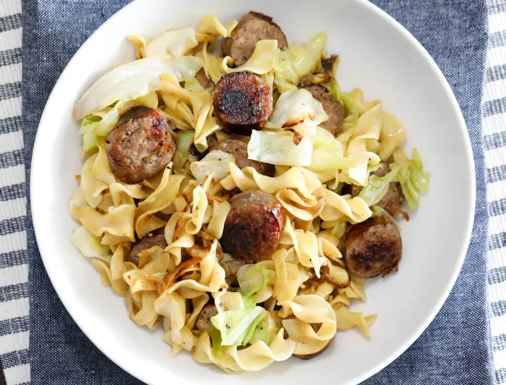 Cabbage and Noodles with Sausage