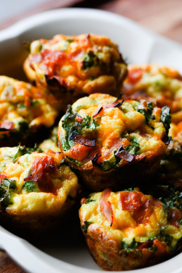 Baked Egg Muffins - Kale and Cheddar Breakfast Cups - Daily Appetite