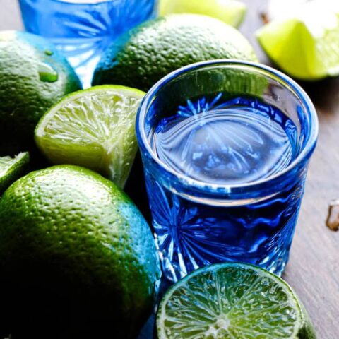 Blue Kamikaze Shot with Limes