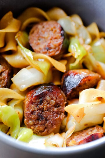 Cabbage and Noodles with Sweet Italian Sausage