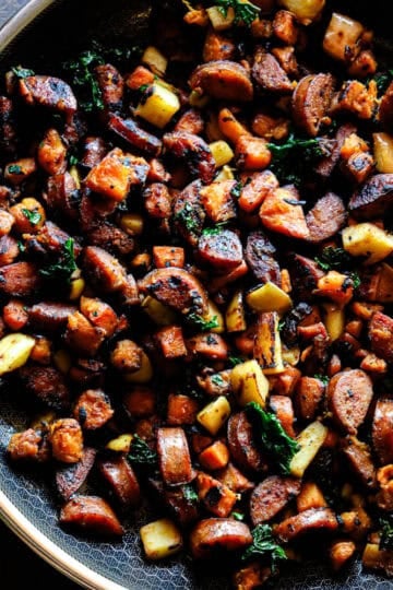 Sweet Potato Breakfast Hash with Chicken Sausage and Apples