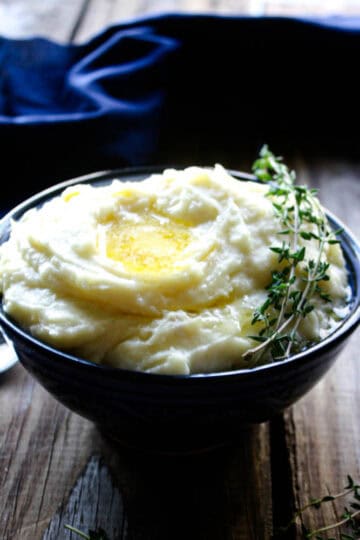 Mashed parsnip and potatoes with butter and herbs, perfect comfort food.