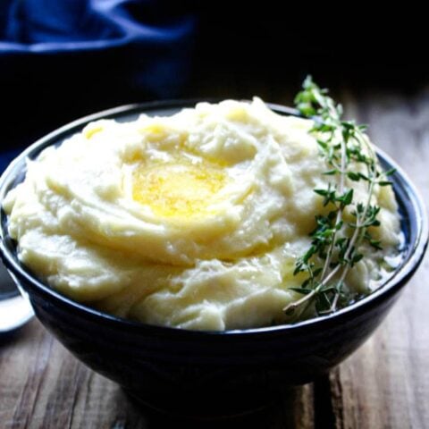 Mashed parsnip and potatoes with butter and herbs, perfect comfort food.