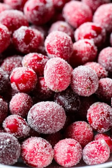 Frosted fresh berries with sugar crystals, perfect for desserts or snacking.