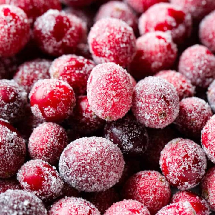 Frosted fresh berries with sugar crystals, perfect for desserts or snacking.